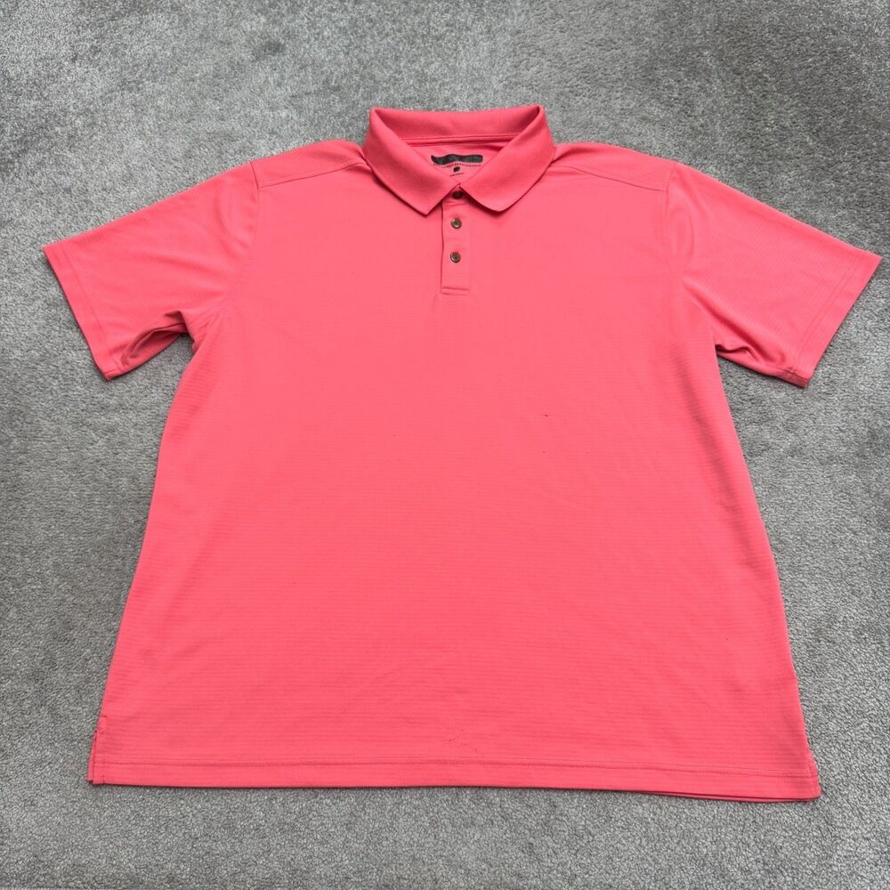 Pebble Beach Dry-Luxe Performance Golf Polo Shirt Mens 2XL Coral Pink Textured